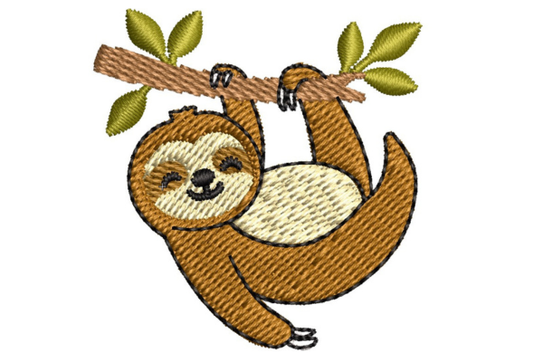 Sloth Embroidery Design