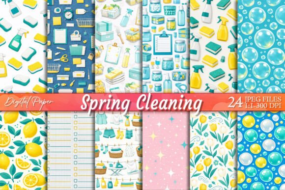 Spring Cleaning Digital Paper Printables