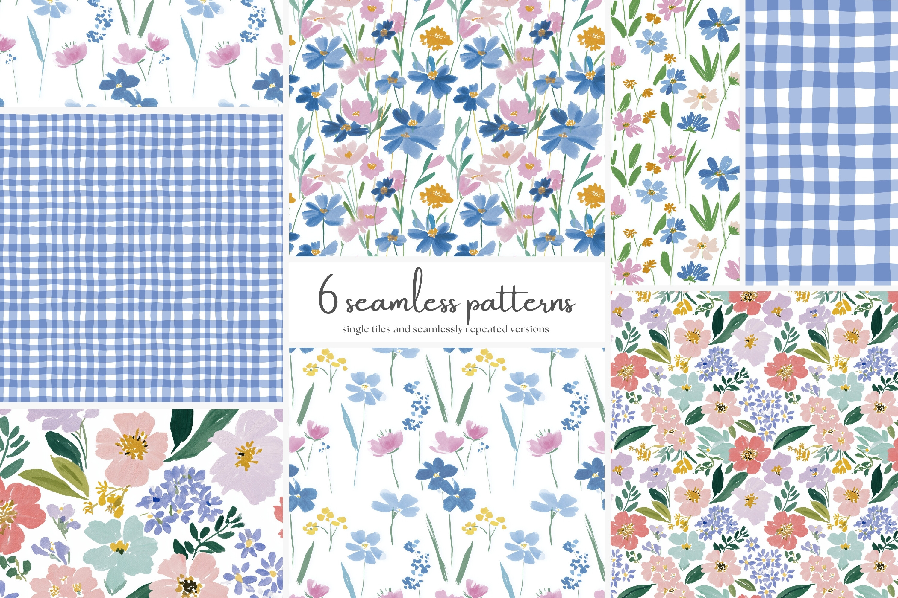 Spring Meadow Floral Seamless Patterns