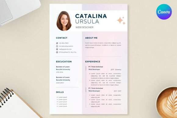05 Soft Pink Resume Template - Canva Grafika Życiorysy i CV Przez Storic