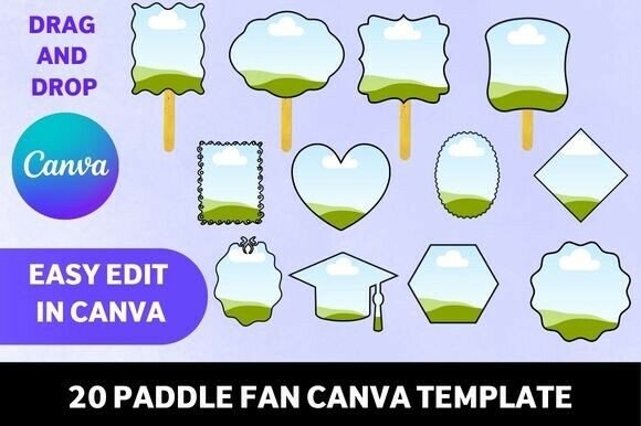 20 editable Canva paddle fan templates for events