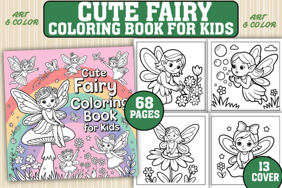 Preview of 68 Cute Fairy Coloring Pages for Kids coloring pages for kids