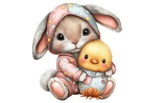 8 Easter Bunny Chick Clipart PNG Graphic by ArtFlowCODesign · Creative ...