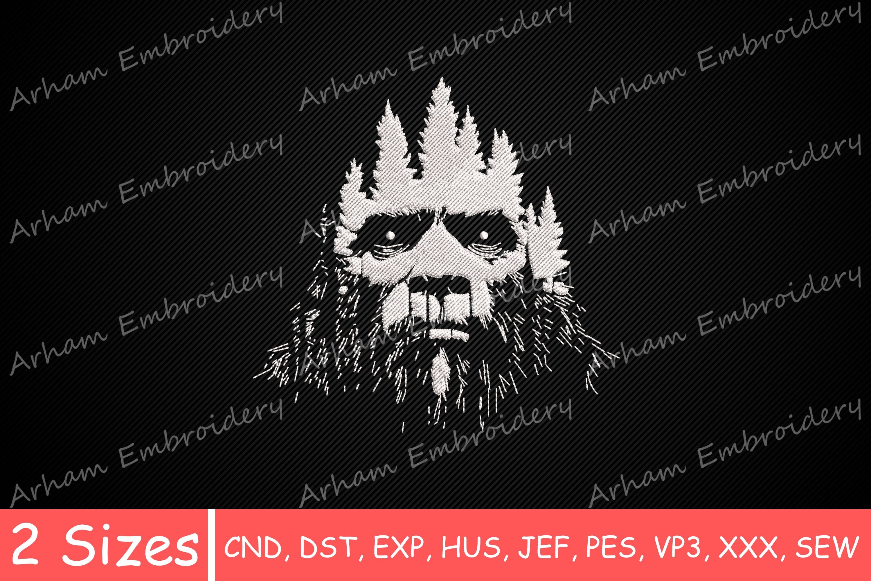 Bigfoot Face Forest Scene