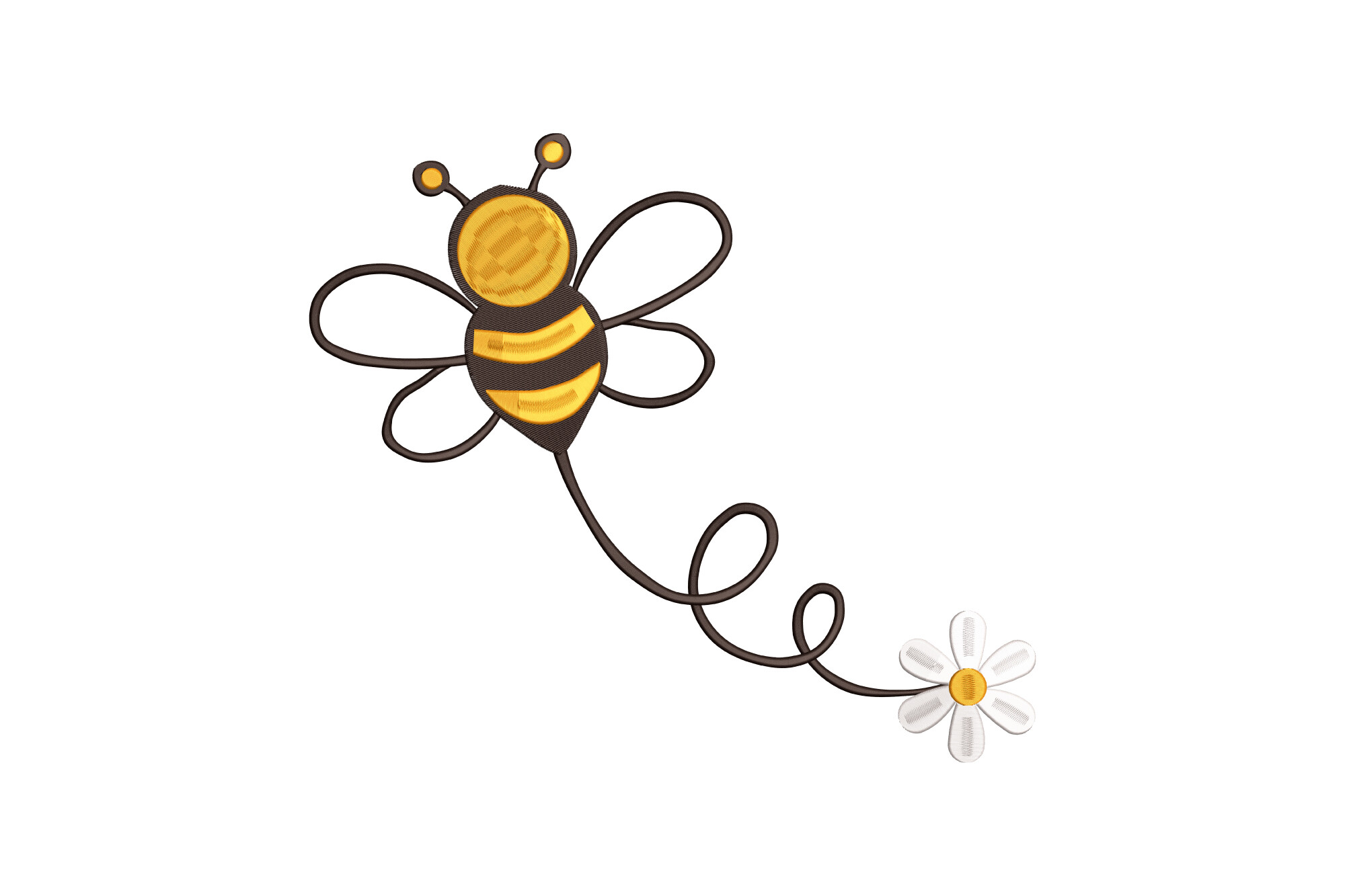 Cute Flying Bee with Daisy Flower