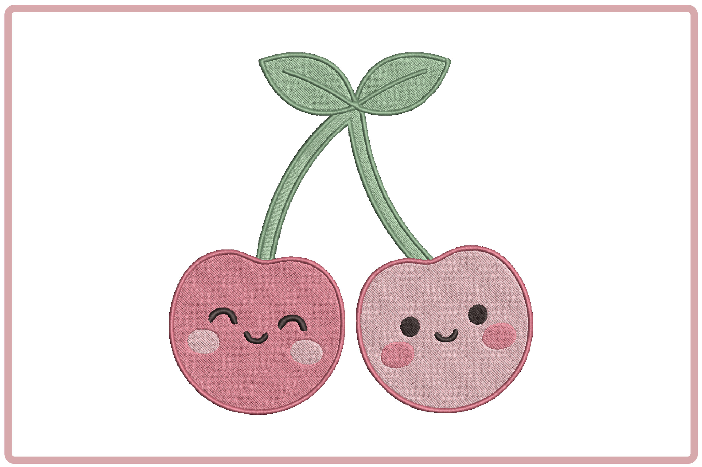 Cute Smiling Cherry Embroidery Design