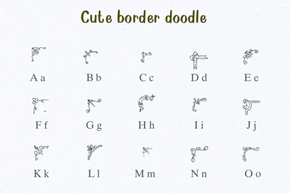 Cute Border Doodle Font PNG with transparent background - Preview 1