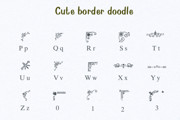 Cute Border Doodle Font PNG with transparent background - Preview 2
