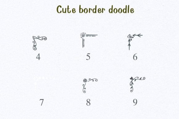 Cute Border Doodle Font PNG with transparent background - Preview 3