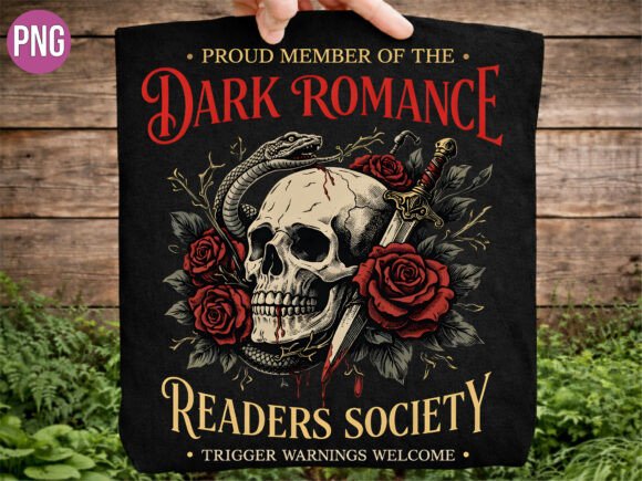 Dark Romance Readers Society Skull PNG Graphic T-shirt Designs By ProCUT