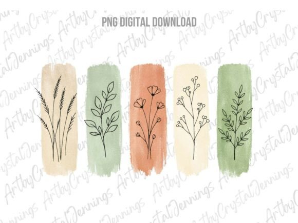 Floral Boho Paint Brushstroke ONG Grafica Illustrazioni Stampabili Di ArtbyCrystalJennings