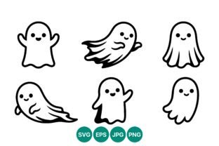 Ghost doodles in black and white vector