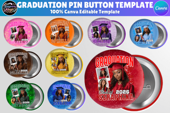 2 Canva Button Template Graduation Designs & Graphics
