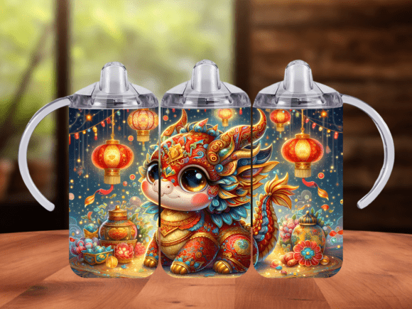 5 Red Lunar New Year Dragon Sippy Cup Designs & Graphics