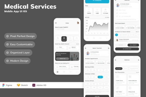 Medical Services Mobile App UI Kit