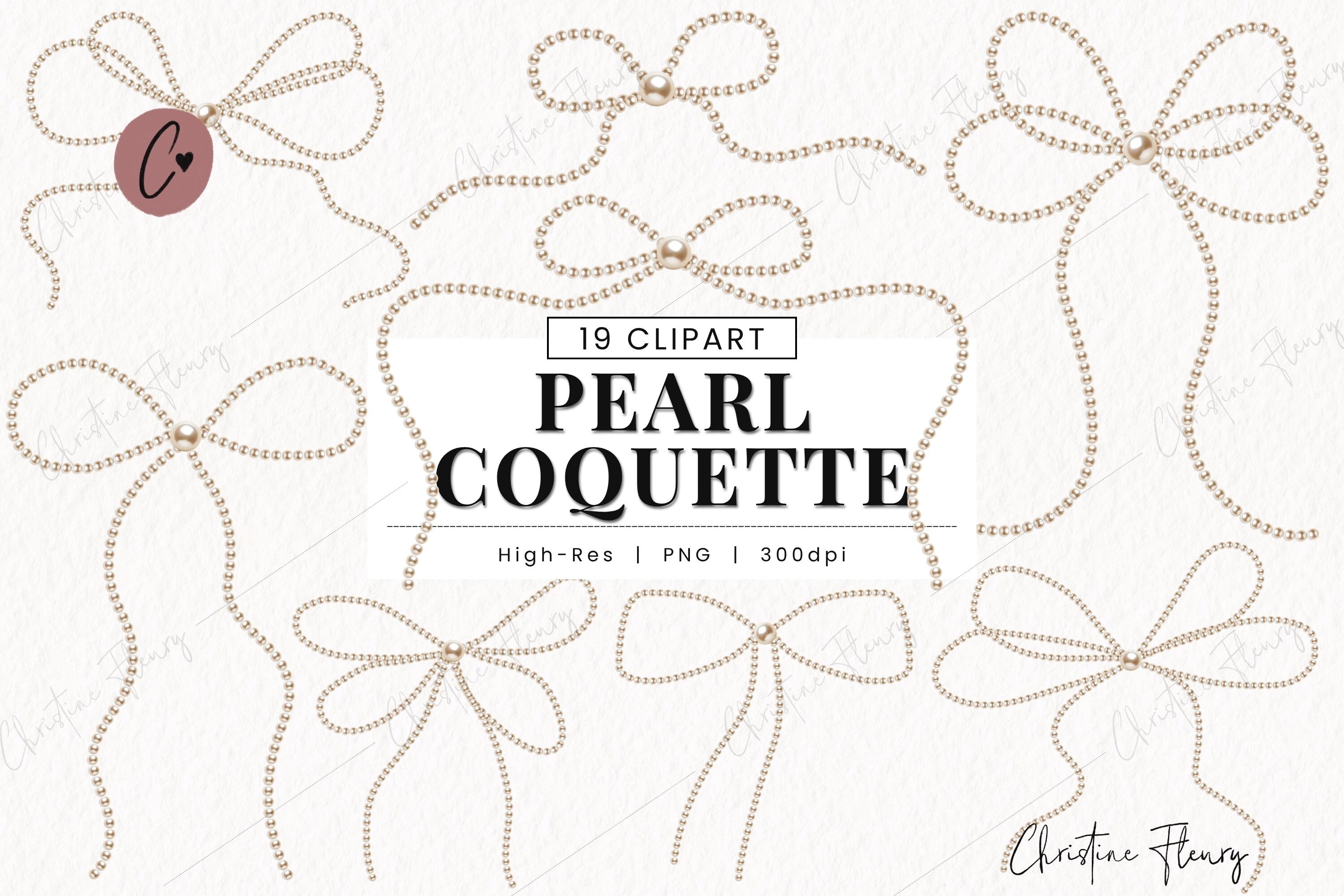 Pearl Coquette Bow Clipart Bundle Graphic by Christine Fleury ...