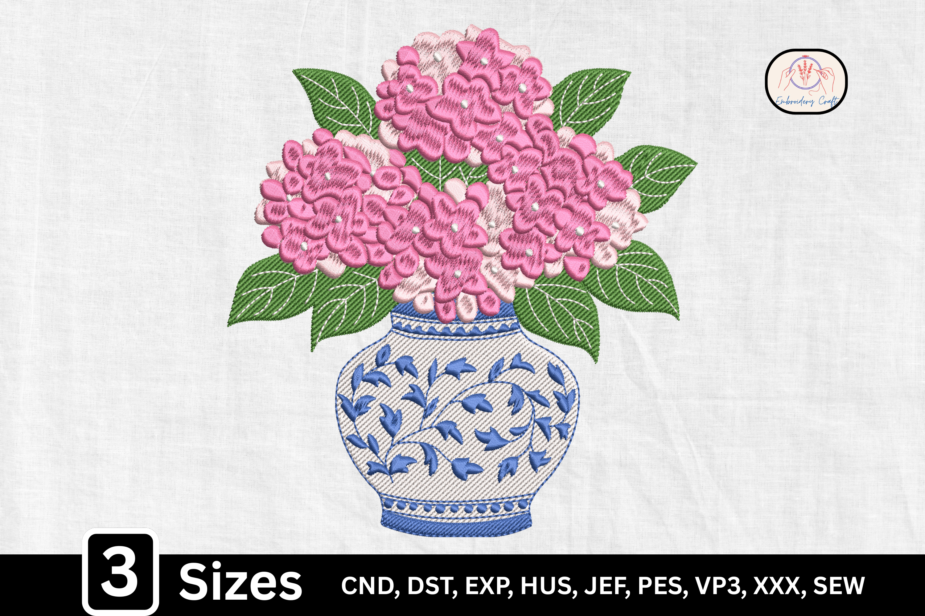 Pink Floral Bouquet Hydrangea Vase