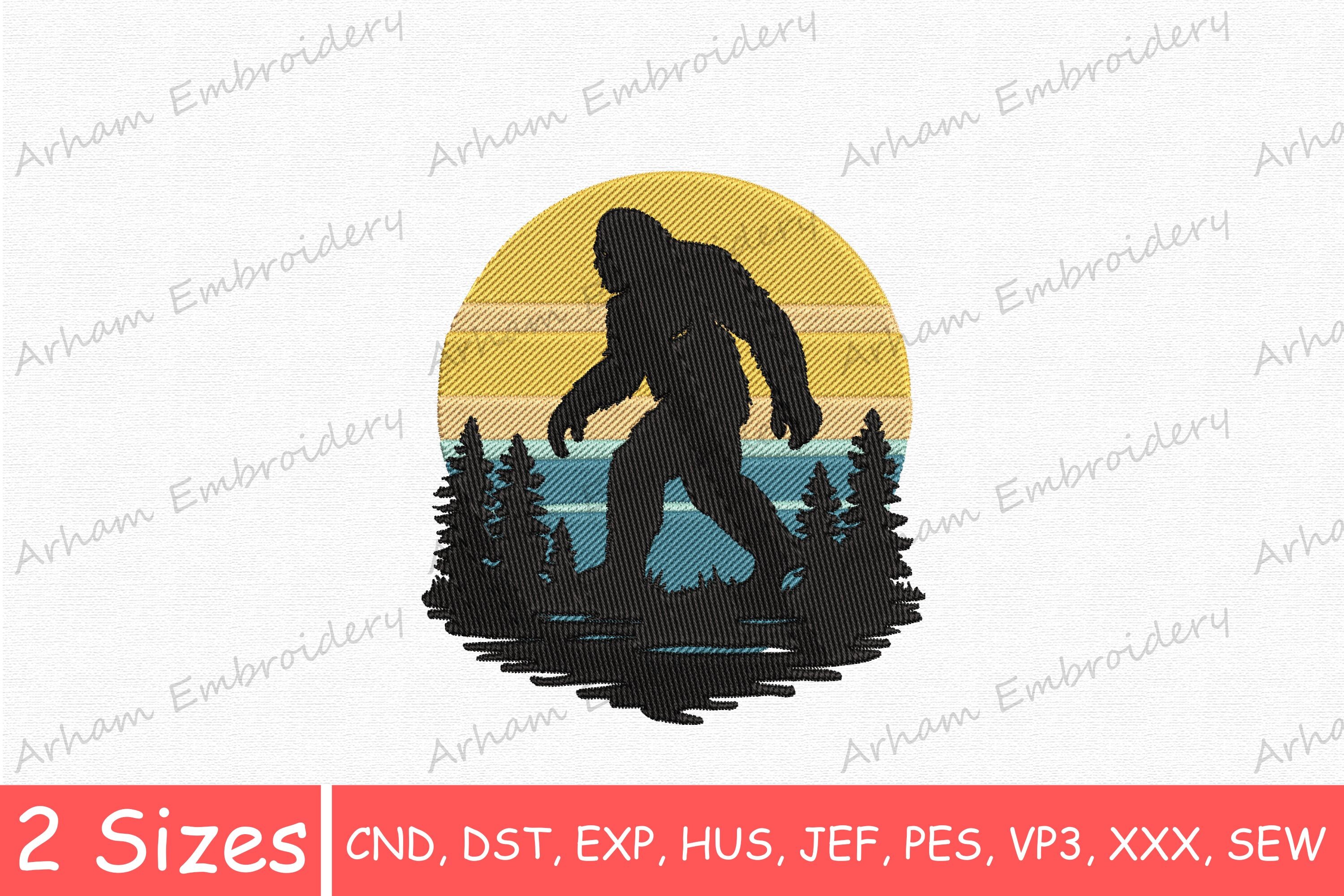 Retro Sasquatch Forest Sunset