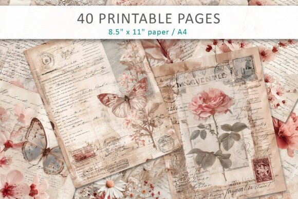 Shabby Chic Junk Journal Pages