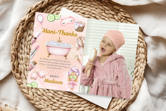 Spa Birthday Photo Thank You Card