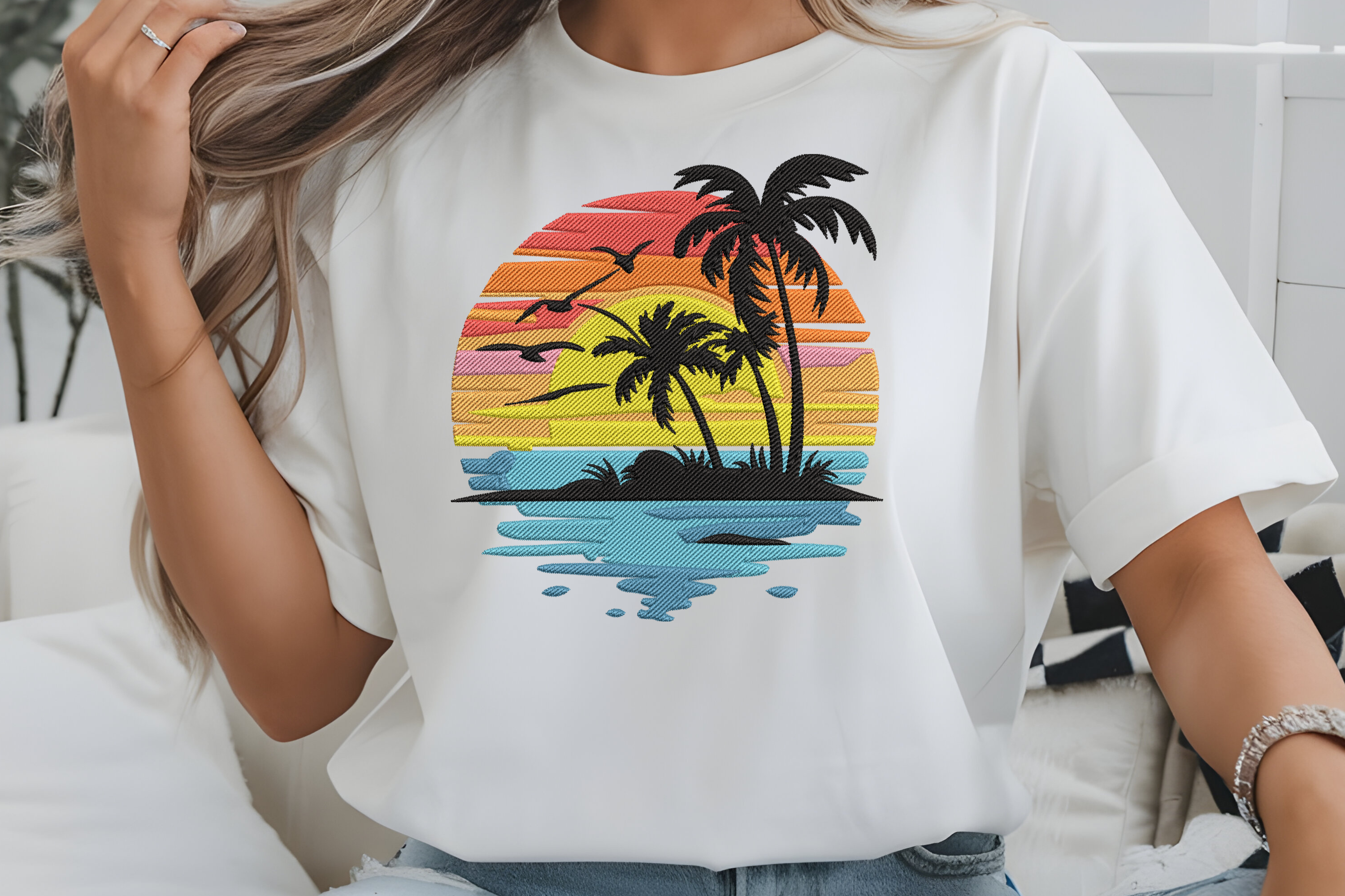Summer Beach Ocean Sunset Palm Tree