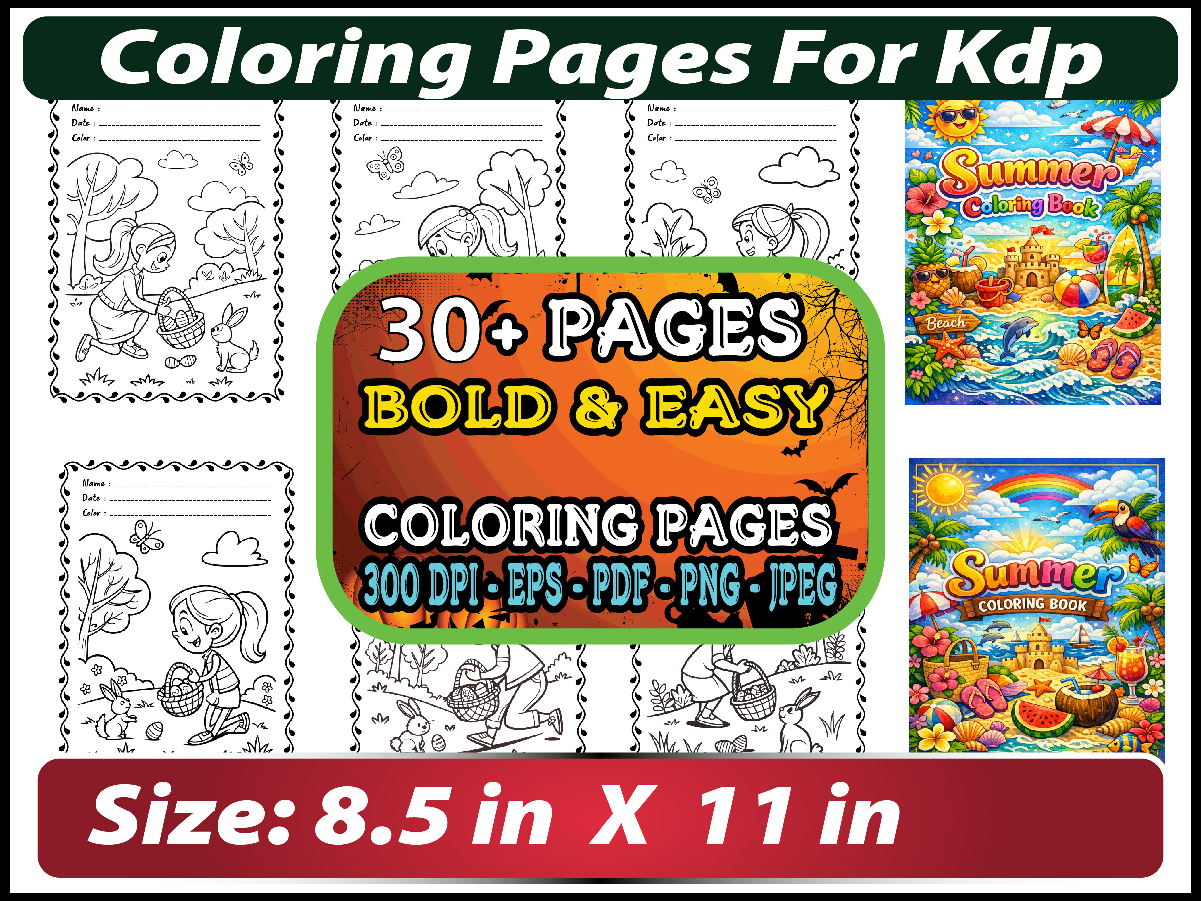 Summer Coloring Pages with Cover for Kid