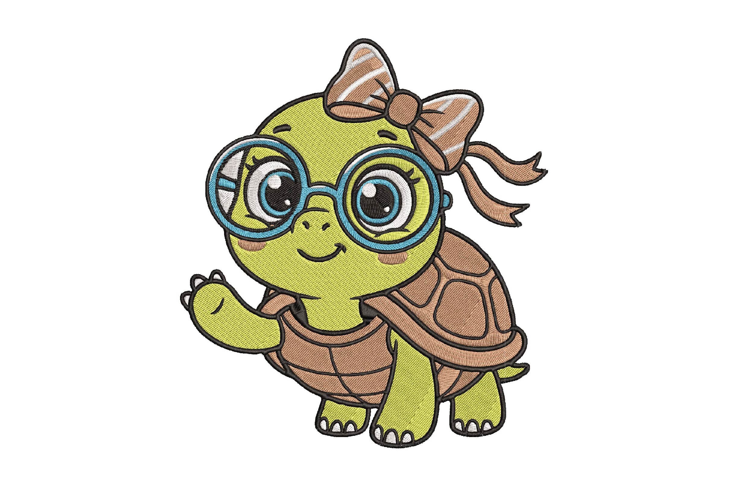 Turtle with Glasses Embroidery Design