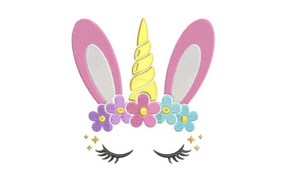 Unicorn Face with Flowers