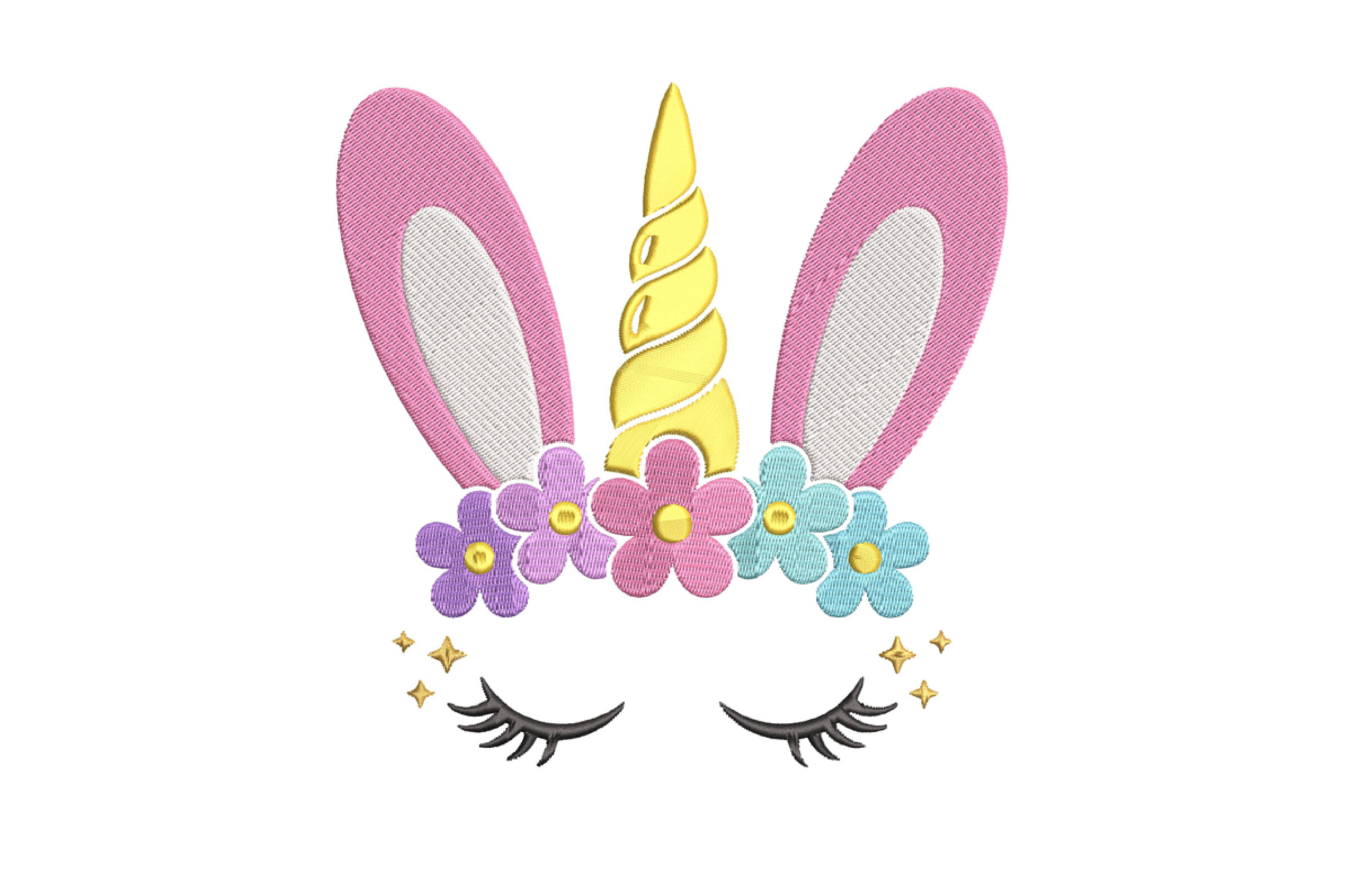 Unicorn Face with Flowers