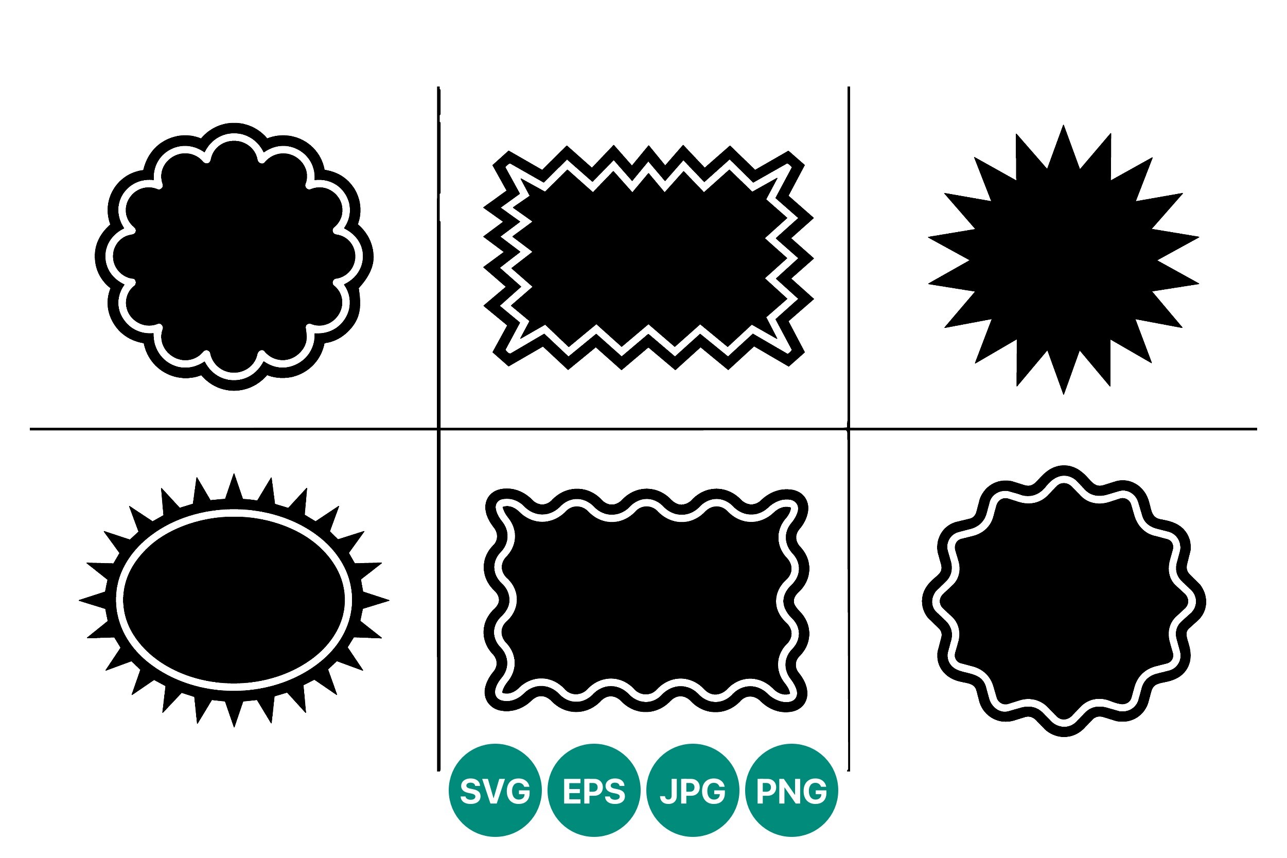Vector Shapes Set with Cloud Scalloped
