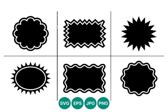 Vector Shapes Set with Cloud Scalloped Grafica Illustrazioni Stampabili Di DesignVectx