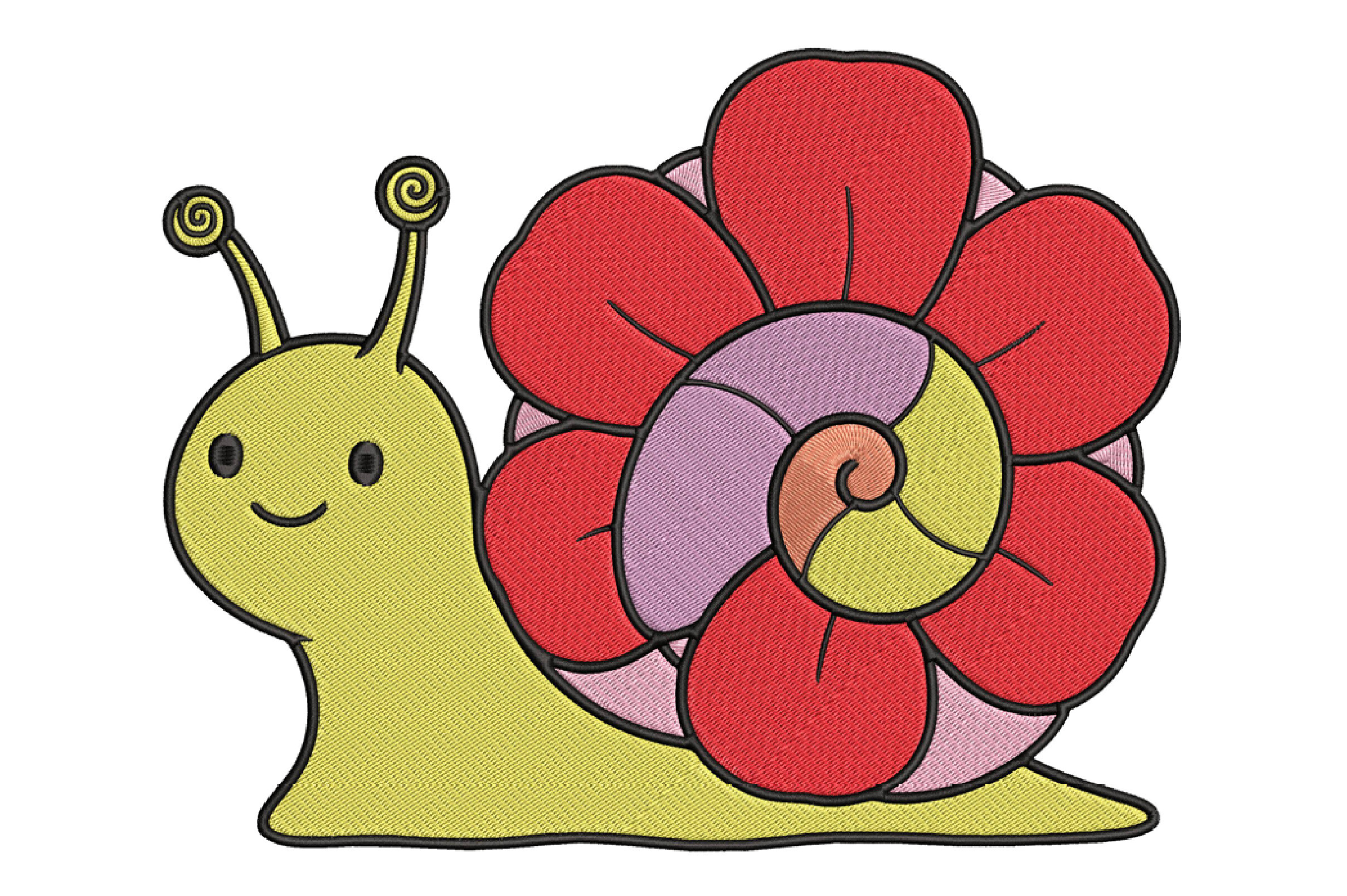 Cute Snail Flower Embroidery Design
