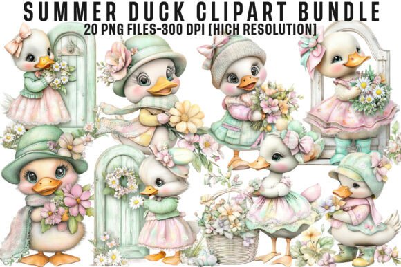 Summer Duck Clipart Bundle Graphic by Creative Print · Creative Fabrica