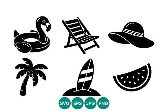 Summer Vector Icons Set Flamingo Float Graphic Illustrations By DesignVectx