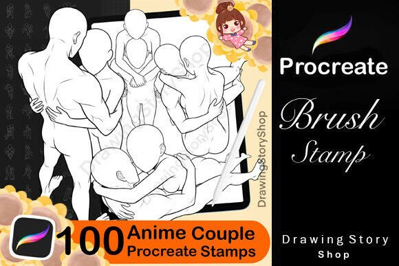 100 Procreate Anime Couple Pose Stamps Illustration Pinceaux Par DrawingStoryShop