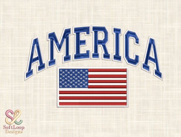 America Flag Embroidery Design