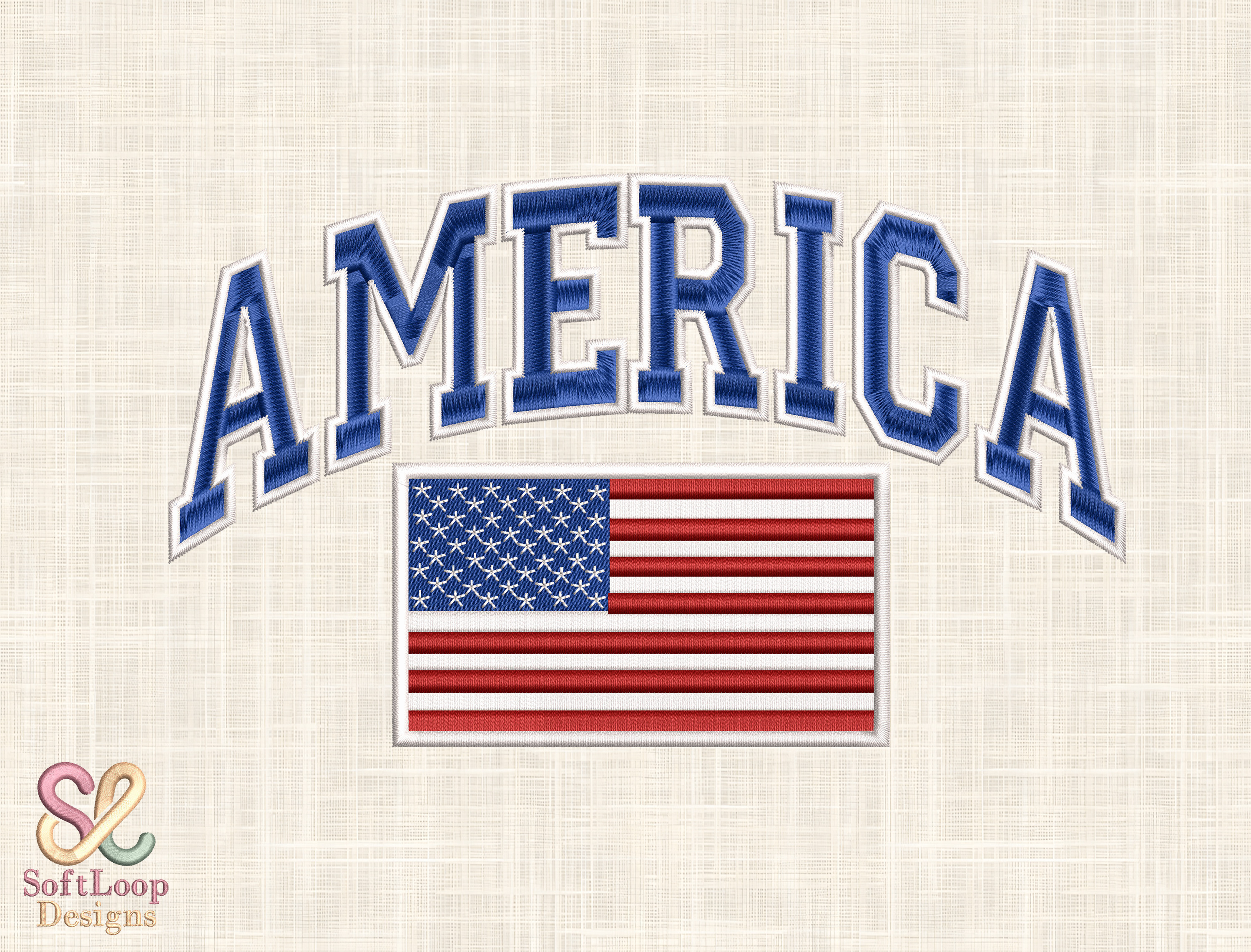America Flag Embroidery Design