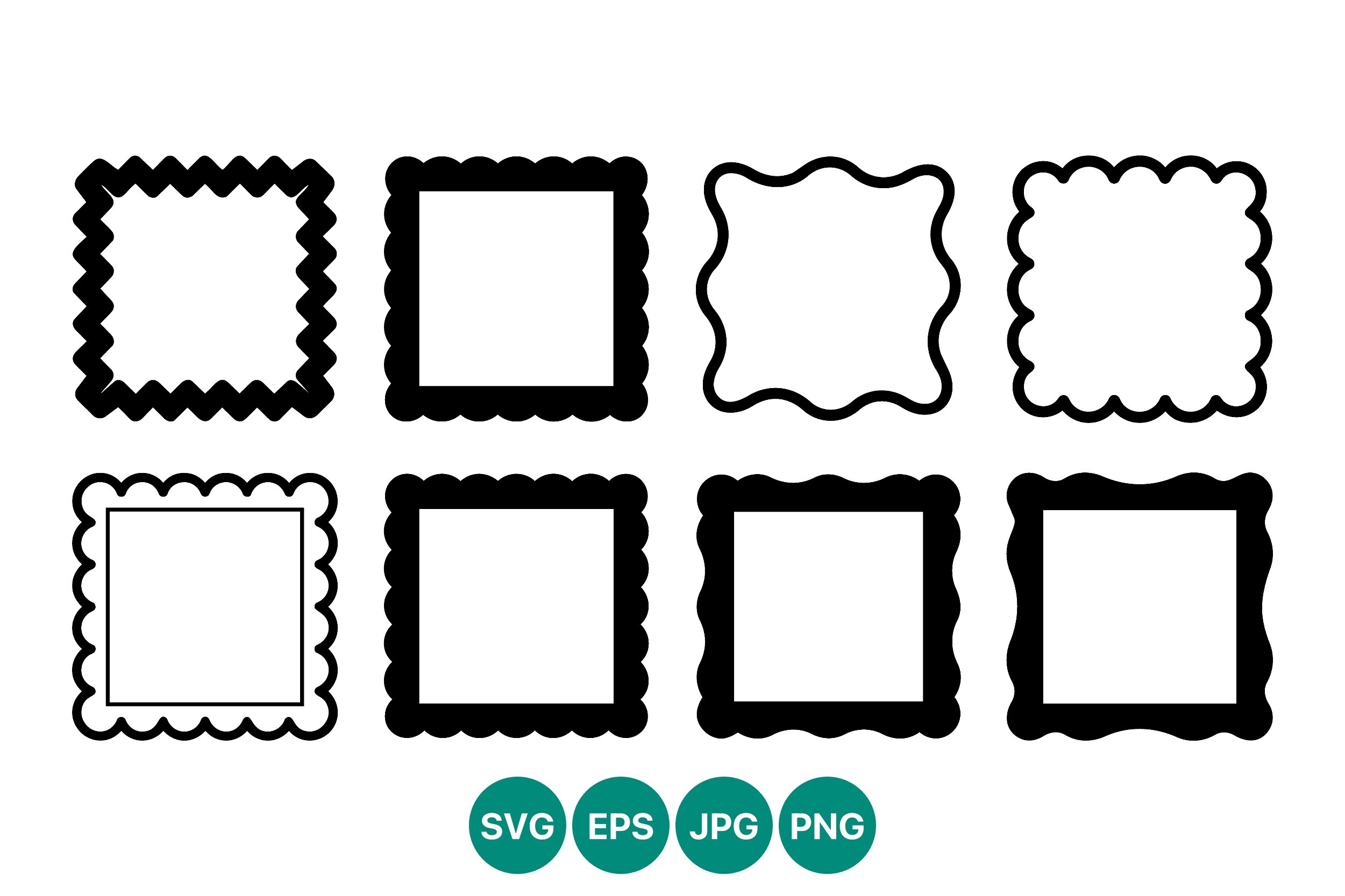 Black Scalloped Square Frames Vector