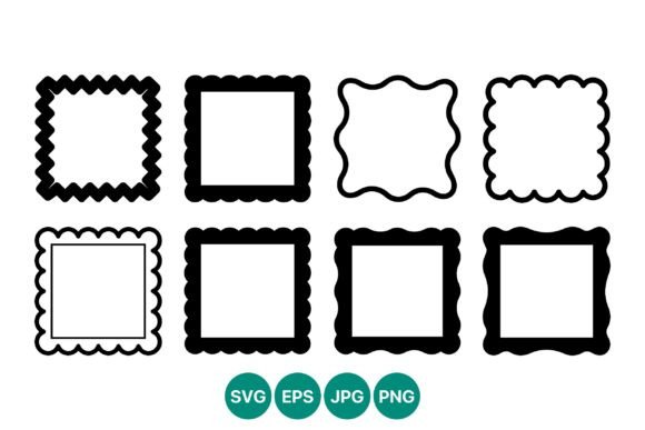 Black Scalloped Square Frames Vector Graphic Illustrations By DesignVectx