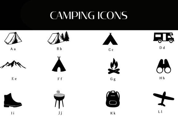 Camping Icons Font PNG with transparent background - Preview 1