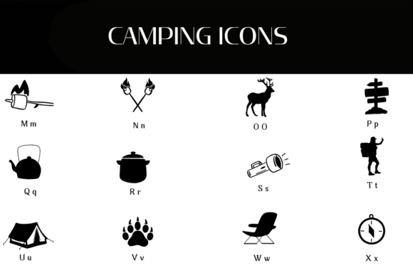 Camping Icons Font PNG with transparent background - Preview 2