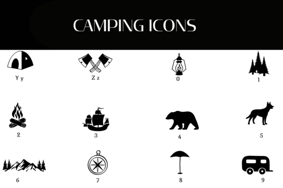 Camping Icons Font PNG with transparent background - Preview 3