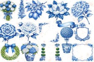 Chinoiserie Floral Clipart Bundle PNG Graphic by Summer Digital Design ...