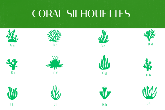 Coral Silhouettes Font PNG with transparent background - Preview 1