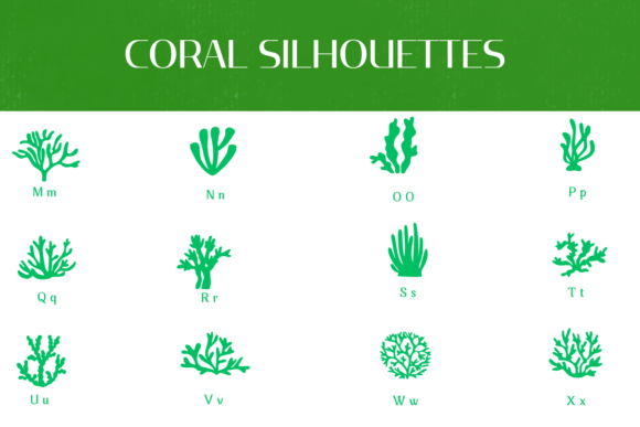 Coral Silhouettes Font PNG with transparent background - Preview 2