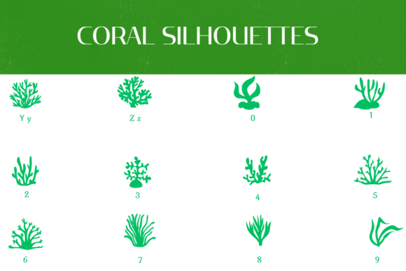 Coral Silhouettes Font PNG with transparent background - Preview 3