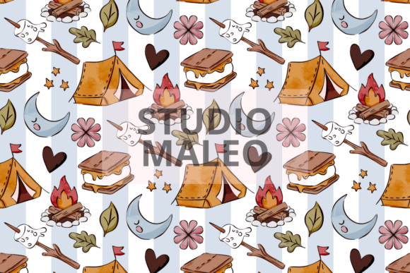 Cozy Camping Smores Seamless Pattern