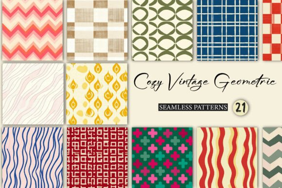 Cozy Vintage Geometric Pattern Set Graphic by LibbyWishes · Creative ...