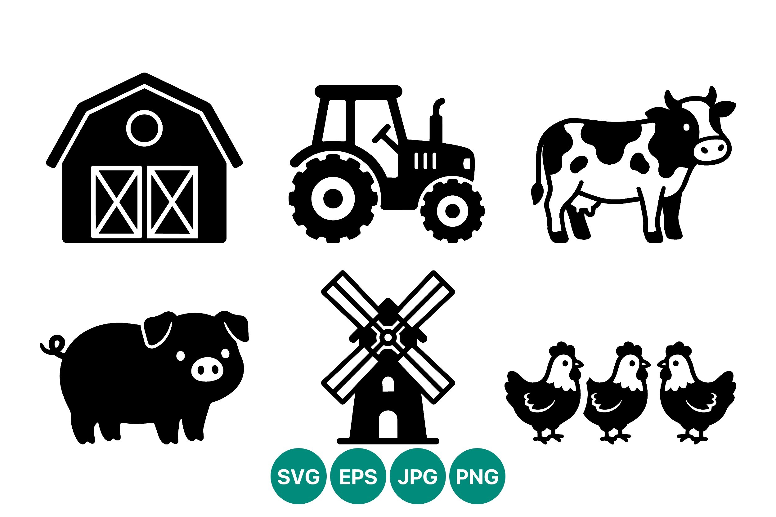 Farm Icons Set Black White Graphic by DesignVectx · Creative Fabrica