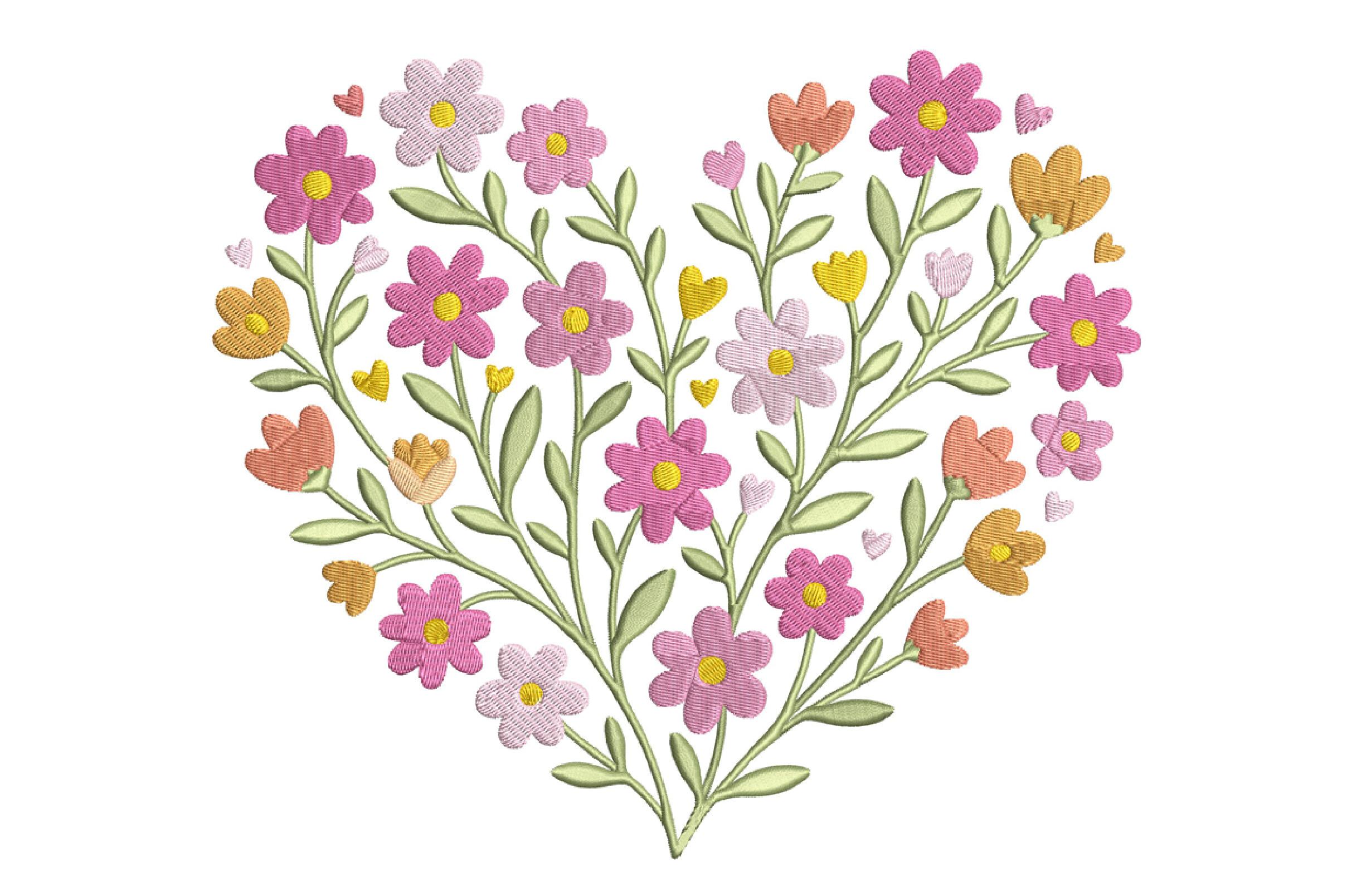 Floral Heart Embroidery Design